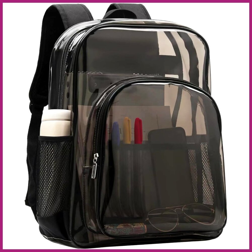 TPU Clear Backpack, Stadium Approved Large Transparent Backpack with Reinforced